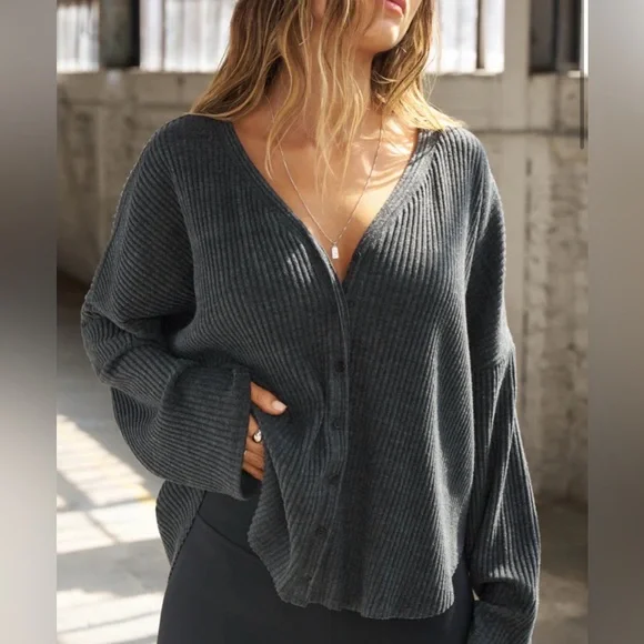 Relaxed V-Neck Cardigan - Picture 1 of 8